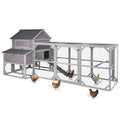 GUTINNEEN Large Chicken Coop with Run for 8-10 Chickens, Wooden Outdoor Hen House with 3-Section Nesting Box, Walk-in Poultry Cage, Pull-Out Metal Tray, Multiple Perches, Secure Ventilated Design - size: 118.1"L x 56.7"W x 49.6"H