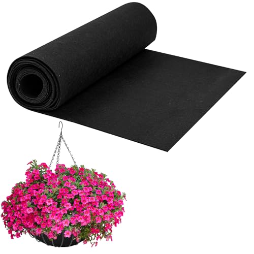 12x120 Inch Planter Liner Roll Fabric Planter Basket Liner Non Woven Black Felt Window Box Liners Coconut Fiber Liner Roll Replacement Hanging Basket Liner Coco for Plants Flower Outdoor Indoor Garden - size: 12 x 120 Inch