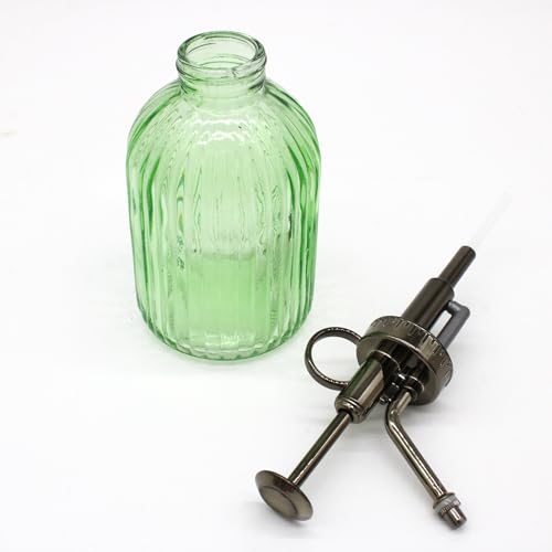 Glass Plant Mister Spray Bottle, 320ML Vintage Plant Spritzer with Top Pump Watering Can for Indoor Outdoor House Plants, Flowers (Green) - color: Green