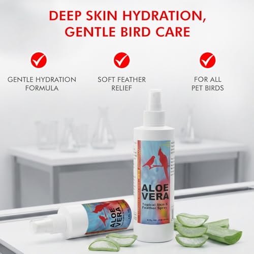 Aloe Vera Spray 4 Fl Oz - Natural Skin & Feather Care Spray | Soothes Dry Skin & Supports Healthy Feathers – Easy to Use Bottle for Gentle Hydration for All Birds - size: 4 Fluid Ounces