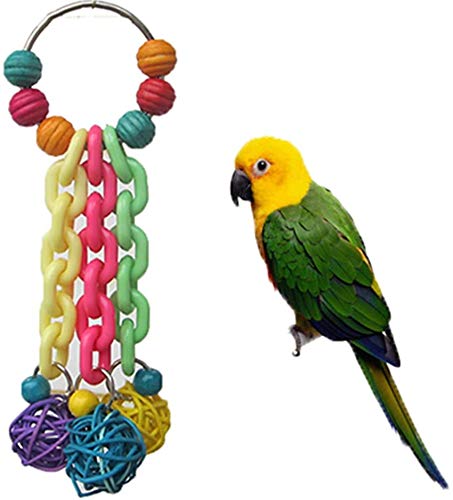 Litewoo Bird Rattan Balls Chew Toy Parrot Trim Beak for Parakeet Cockatiel Lovebird Budgie Finch Conure Canary Quaker Cage Accessories - color: Toy3