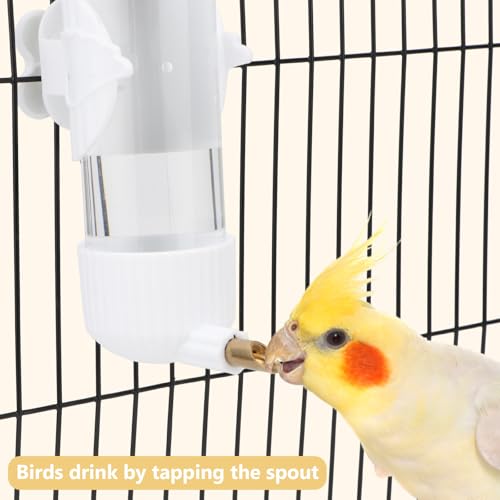 Wontee Bird Water Dispenser Parrot Waterer Automatic Bird Water Feeder for Medium Birds Cockatiel Conure Caique (White (6.8oz)) - color: White (6.8oz)