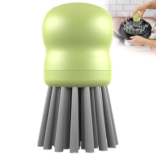 Mini Dish Brush for Cleaning Chicken Shredder, Long Bristles, 1Pack, Matcha | Palm Brush Dish Scrubber with Ergonomic Grip, Long-lasting Nylon Bristles, Kitchen Brush for Washing Dishes, Pans, Pots, Sink - color: Matcha