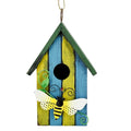 Morning View Bird Houses for Outside Decorative Nest Box Wooden Birdhouse Hanging Spring for Yard Garden Patio Outdoor Small Birds Bluebird Finch Cardinals Wren 9.35 Inch Tall (Light Blue) - style: Bee