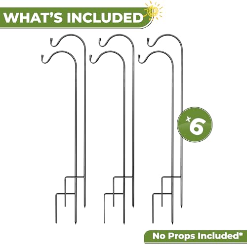 Sorbus Shepherds Hooks for Outdoor - Set of 6 Extendable Garden Planter Stakes for Bird Feeders, Outdoor Décor, Plants, Lights, Lanterns, Flower Baskets, and More! Heavy Duty - Up to 6.5 Lbs. (6 Pack) - size: 6 Pack