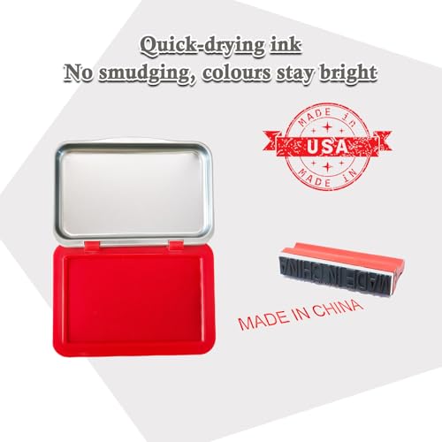 Ink Stamp Pad for Egg Date Marking, Black Red and Blue Colors Available, Metal Case (RED) - color: Red