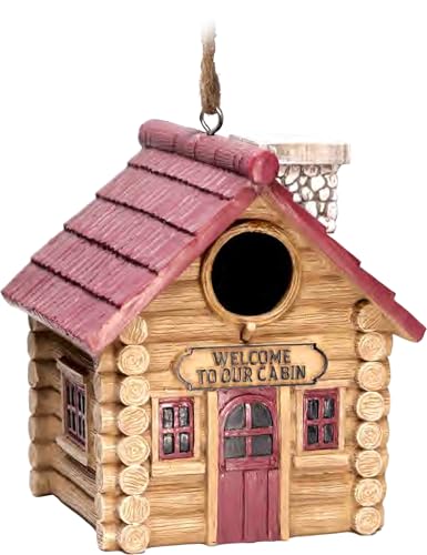 Spoontiques - Birdhouse - Garden Decor - Decorative for Yard and Garden Decoration - Hanging Novelty Outdoor Patio - Cabin