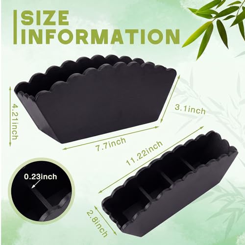 Jetec Scalloped Black Wooden Pencil Holder, Wooden Desk Organizer with 4 Compartment for Pens, Markers, Makeup Brushes, Remote Controls, Silverware, Decorative Cute Desktop Organizer for Office Home - color: Black