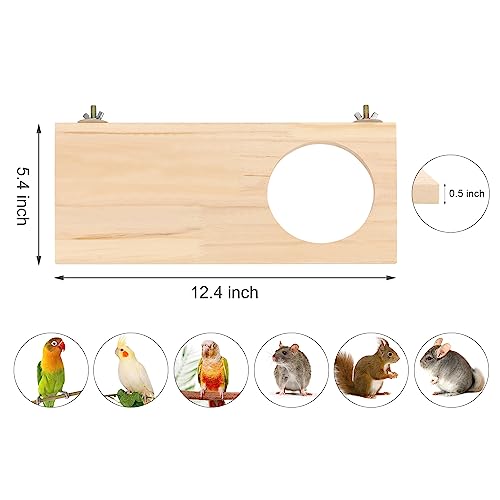 Wontee Bird Perch Stand Wooden Platform for Cockatiels Conures Rats Gerbils Chinchillas Squirrels (M1- with Hole) - size: M1- With Hole
