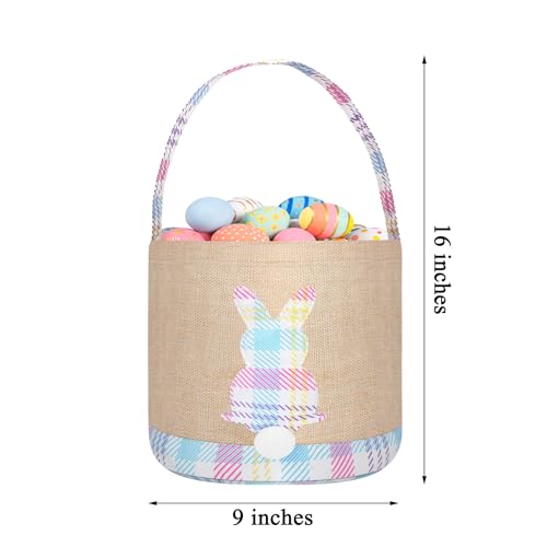 Easter Bunny Basket Canvas Easter Egg Hunts Decorations Storage Reusable Grocery Candy Bag Gifts - style: Pink