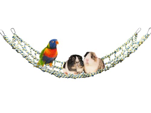 Colorful Bird Rope Net, Rat Climbing Ladder Bridge Toy, Hanging Pet Hammock, Cage Accessories for Small Animals Hamster Parakeets Cockatiels Guinea Pig Chinchilla Ferret - 31 × 7.5 Inch - size: 31 ×7.5 Inch