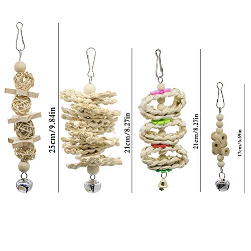7 Packs Bird Parrot Swing Chewing Toys-Hanging Bell Bird Cage Playing Toys | Hanging Rope and Clip Design, Suitable for Small Parakeets, Cockatiels, Conures, Finches,Budgie,Macaws, Parrots, Love Birds