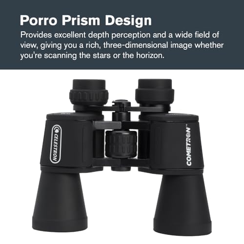 Celestron Cometron 7x50mm Astronomy Binoculars | Wide-Field Astronomy Binocular, Porro Prism, Multi-Coated Optics, Comfortable Handheld, Tripod Adaptable, Carrying Case