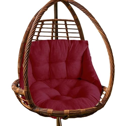Hammock Chair Cushion, Hanging Basket Egg Chair Cushion Round Seat Thick Nest Back Pillow for Patio Garden Swing Chair Seat Pads (Only Pads) (Red) - color: Red