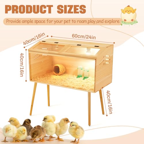 CroBlissful 24 x 16 x 16 in Brooder Kit Box for Chicken Quails Indoor Outdoor with Leg Stand Sliding Door, Bulb Set and Feeder, Baby Chicken Coops for Ducks, Hamsters, Lizards, Mice, Rat(Wooden) - color: Wooden, size: 28.7"L x 17.7"W x 4.7"H, style: Table