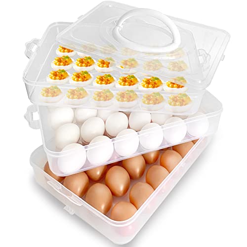 Anyumocz 72 Eggs Holder,3-Layer Deviled Egg Tray with Lid,Egg Containers for Deviled Egg,Egg Carrier Box Dispenser Container with Handle for Refrigerator - style: 3-Layer 72eggs