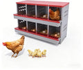 Chicken Nesting Box, 8 Compartment Metal Nesting Box, Wall Mountable Nesting Boxes with Swing Perch and Roll Away Egg Collection, Vented Holes, 8 Training Eggs Included, Red - color: Red