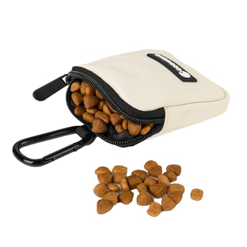 Waterproof Dog Treat Pouch, Dog Training Treat Pouch Built in Poop Bag Dispenser Adjustable Shoulder Bag (BLK) (Beige Small Pouch) - color: Beige