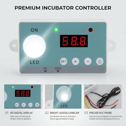 Egg Incubator Kit, Precise Temperature Control, Digital Display, Heating Wire, DIY Incubator Parts, AC 110V 220V, Ideal for Hobbyists and Custom Setups