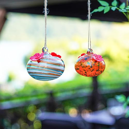 2pcs Glass Hummingbird Feeders for Outdoors Hanging with 2 Feeding Ports - color: Color-1