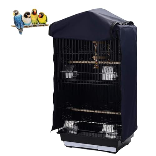 QBLEEV Birdcage Cover, Parrot Cage Night Cover Shade, Universal Cage Covers | Pet blackout windproof light-proof sleep reduces distractions night tear-resistant cloth without cage-14.1x18.5x35.4" (LxWxH) - color: Blue, size: 14.1"L X 18.5"W X 35.4"H