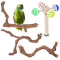 4-Piece Bird Perch Set with Rotating Ball Stand - Natural Wood Bird Gym & Playground for Parrots, Cockatiels, Budgies - size: 4Piece