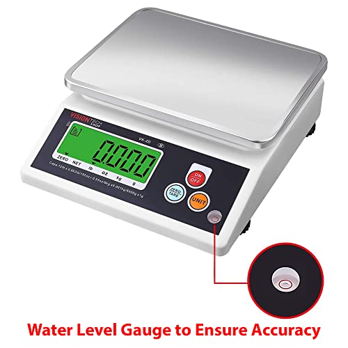 VisionTechShop VK-2D 0.1g Premium Food Kitchen Scale, Lb/Oz/Kg/g Switchable, Stainless Steel Plate Food Scale, Large LCD Display with Backlight, 12lb Max Capacity, 0.001lb Readability - size: VK-2D-12LB