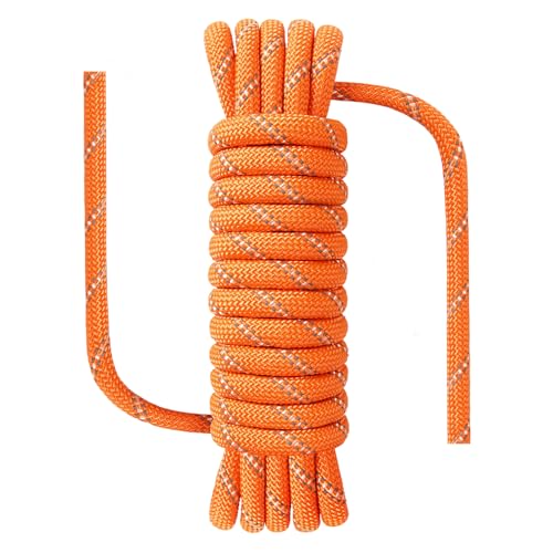 Climbing Rope, Waterproof Anti-Freezing Static Rope, Reflective, Floating, for Climbing, Arborist, Rappelling, Swing, Boating, Marine, Rafting and Caving - color: Orange, size: 16 feet x 1/2 inch