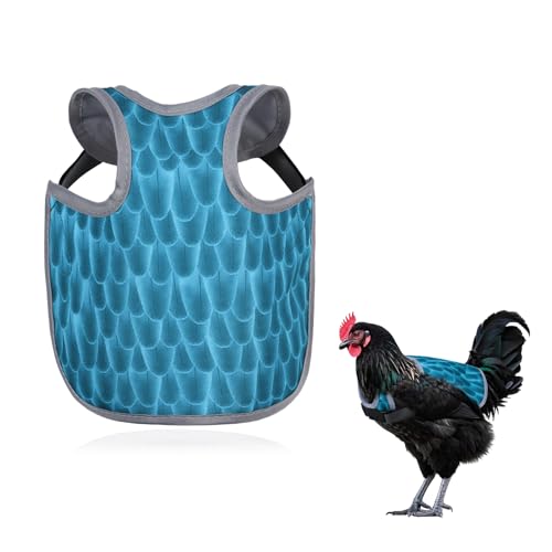Chicken Saddle for Hens - Chicken Aprons for Hens With Adjustable Straps, Chicken Aprons & Vest Jacket for Hens - style: Blue Feather