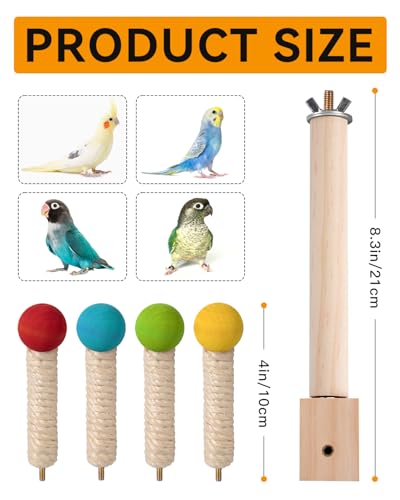 Bird Perch Toy, 360° Rotating Parrot Perch, Interactive Spinning Bird Cage Toy for Budgies, Cockatiels, Lovebirds, Parakeets and Small to Medium Birds