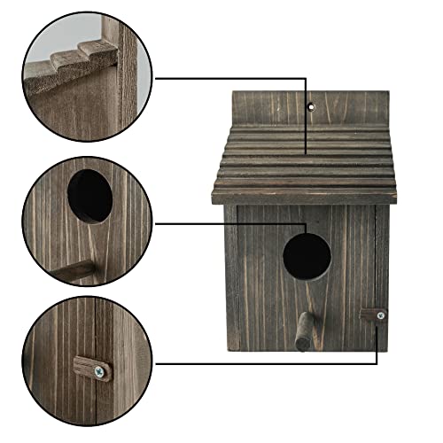 Bird House for Outside with Predator Guard, Nesting Box Birdhouse for Outdoor Wild Bird Watching, Royal Blue - color: Brown