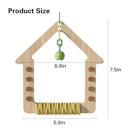 Bird Parrot Swing Toys Wooden Hanging Swing Perch Hammock Chewable Beak Grinder for Budgerigar, Parakeet, Conure, Cockatiel, Love Birds, Finches Finches and Other Small to Medium Birds