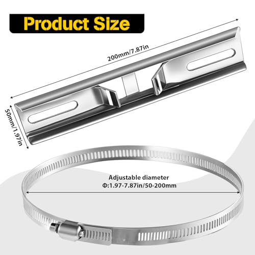Pole Mounting Kits, Stainless Steel 7.9 x 1.9 Inch Pole Mount Bracket Sign with Adjustable 2-8 Inch Clamps for Solar Light, Outdoor Waterproof Junction Box, Electrical Boxes