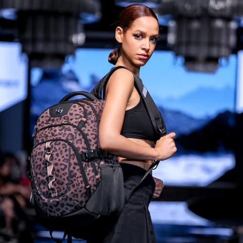 Swissdigital Laptop Backpack, Brown Leopard, SD803-103 | USB Charging Port, Travel Backpack, 31l Capacity, Backpack For Men and Women - color: Brown Leopard