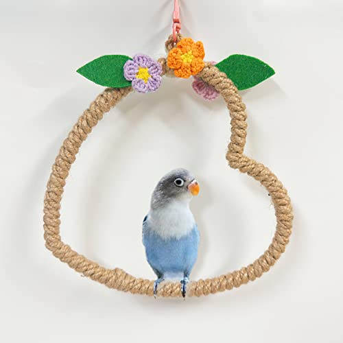 La La Pet® Bird Rope Swing with Hanging Hook Bird Rope Perch Bird Swing Perch Bird Perch Stand Bird Cage Toy for Parrot Budgie Parakeet Cockatiel Cockatoo Conure Heart - color: Heart