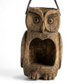 Owl Bird Feeder for Outdoors Hanging, Resin Sculpture Wild Birdfeeders with Lanyard, Decorative Birdhouse for Garden Yard, Weather Resistant Animal Planter for Outside