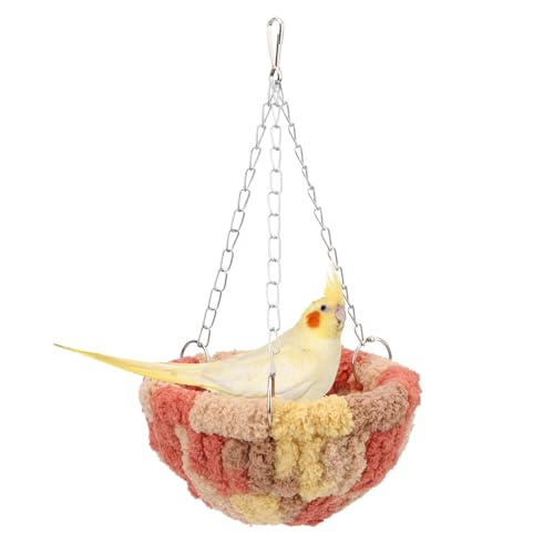 Wontee Bird Nest Bed Parrot Hanging Swing Hammock Bird Cage House for Budgies Parakeets Cockatiels Lovebirds Conures (Orange) - color: Orange