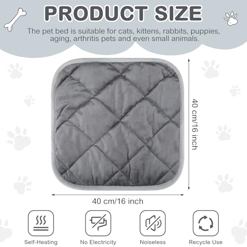 4 Pack Self Heating Cat Pad Self Warming Dog Mat Reflects Body Heat Extra Warm Thermal Pet Pad Washable Dog Cat Bed Crate Bed Mat Blanket(Gray,16 x 16 Inch) - color: Gray, size: 16 x 16 Inch