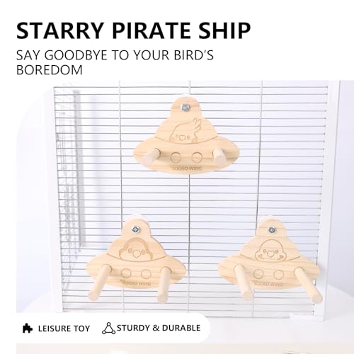 Bird Swing Perch Toy - Wooden Parrot Swing Stand with Wobble Function, Balance Play Gym for Small/Medium Parrots (Budgies, Cockatiels, Lovebirds) Cage Accessories (Myiopsitta monachus Pattern) - color: Myiopsitta monachus pattern