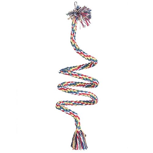 Litewoo Bird Cotton Rope Perch Swing Bird Perch Chew Toy for Parrot African Greys Macaw Eclectus Cockatoo Alexandrine Amazon Cage Swing Stand with Bells (S 39 INCH)