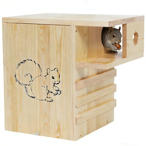 Extra Large Squirrel House for Outside, Squirrel Box with Predator Guard | Pine Wood Squirrel Nesting Box Outdoor, with Exterior Porch for Backyard Tree, Suitable for Squirrel Family, Easy to Assemble - size: Extra Large: 12.6"wide