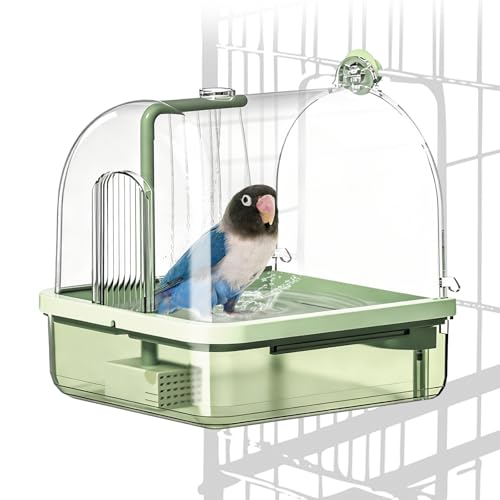 Automatic Bird Baths for Cage,Automatic Parakeet Bath with Pump, Filter,Indoor Bird Shower with Running Water,for Pet Birds Conure Budgies Cockatiels Lovebird(Green) - color: Green
