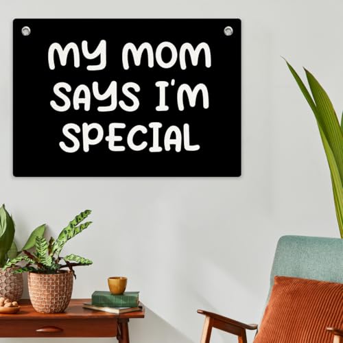 My Mom Says I'm Special Banner Flag, Teen Novelty Tapestry 28.5x20 Inch | Wall Hanging Indoor Outdoor Decoration, Funny Rectangular banner Flag Wall Hanging Decor for Man Cave Living Room Bedroom - color: Multi 0659