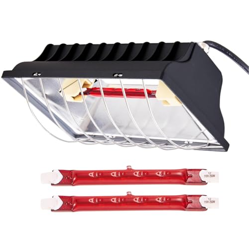 Chicken Coop Heat Lamp 250W Brooder Heating Plate for Chicks Hanging Light Heated Adjustable Temp with Anti-Fall Aluminum Alloy Lamp Shade Suitable for Poultry, Livestock & Small Pets - color: Black