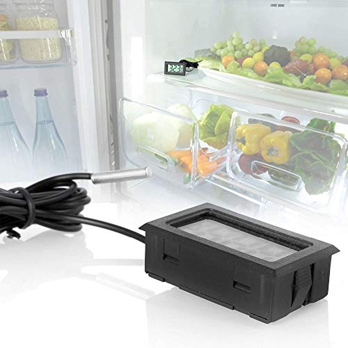 Black Digital LCD Thermometer Temperature Monitor with External Probe for Fridge Freezer Refrigerator Aquarium -Fahrenheit (10pcs) - color: 10pcs