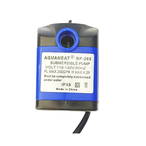 AQUANEAT Small Fountain Pump, 265 GPH Submersible Water Pump with 3.3 ft Tubing, for Aquarium Fish Tank, Pet Water Fountain, Hydroponics, Pond Waterfall Filter Pump - size: 265 GPH