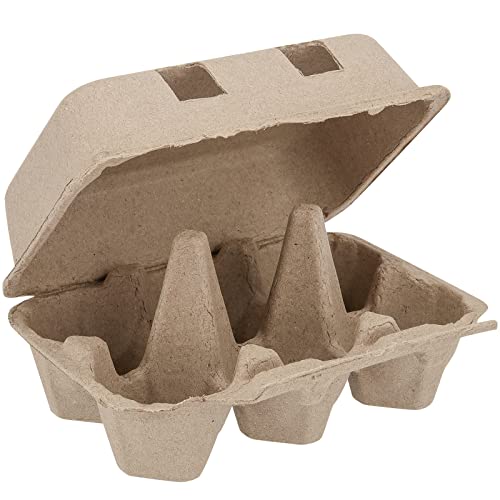 SEUNMUK 40 Pack 6 Cell Empty Egg Cartons, 6 x 3.7 x 2.7 Inch Brown Pulp Fiber Egg Tray Holder, Half Dozen Egg Container with Lids for Storing Eggs - size: 40 Pack 6 Cell