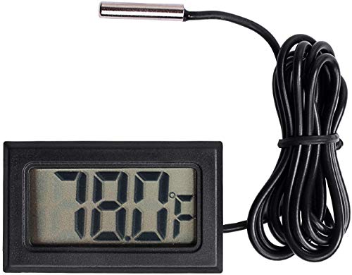 3pcs Black Digital LCD Thermometer Temperature Monitor with External Probe for Fridge Freezer Refrigerator Aquarium (Fahrenheit) - color: Fahrenheit