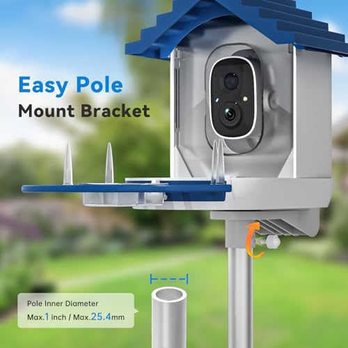 Universal Bird Feeder Mount - High-Strength 180° Rotating Bracket for Pole/Tree/Wall Accepts Solar Panels | Weather-Resistant & Easy Install, for Models B3/B4/B6