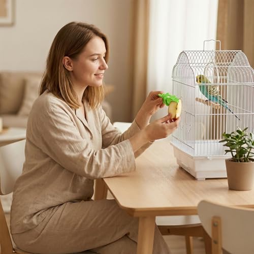 12-Pack Bird Cage Food Holder Clip Plastic Millet & Vegetable Feeder for Cockatiel, Budgie, Parakeet, Conure, Macaw & Small Birds（6 Green+6 White）